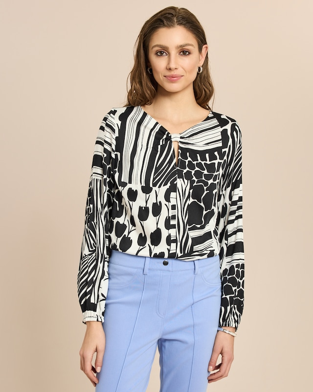 Bluse in Viscose-Stretch mit Druck