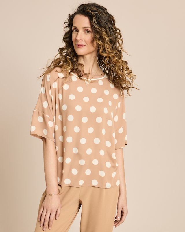 Bluse mit Tupfen kurzarm