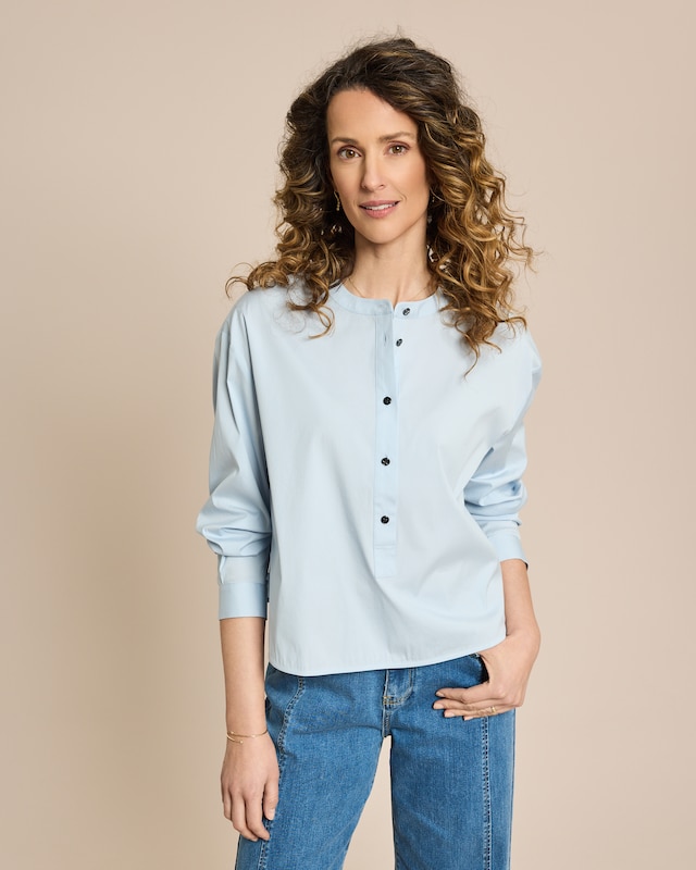 Baumwollstretch Bluse boxy