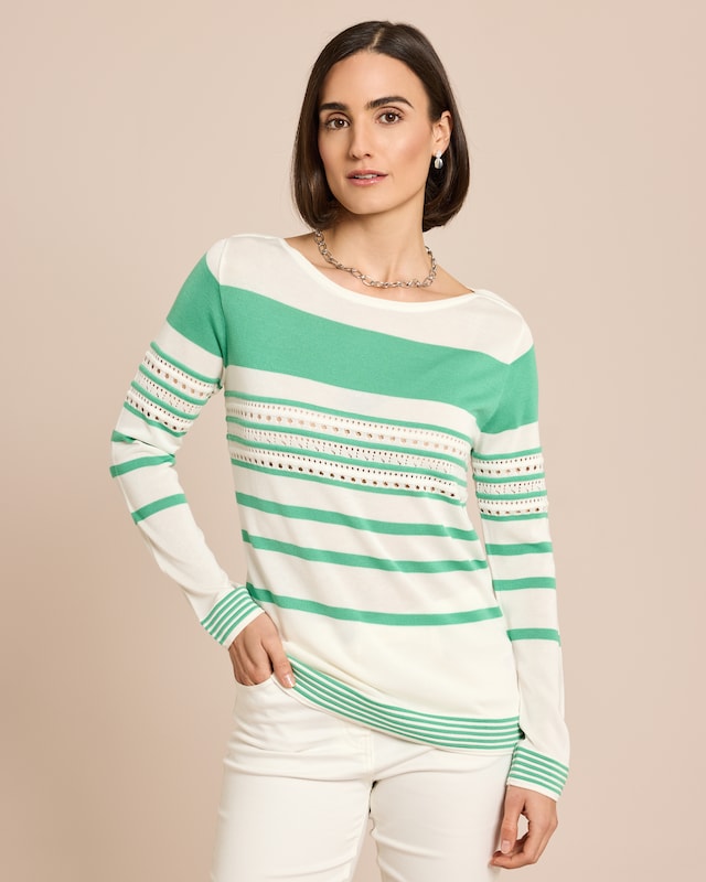 Pullover aus Lyocell mit Streifen