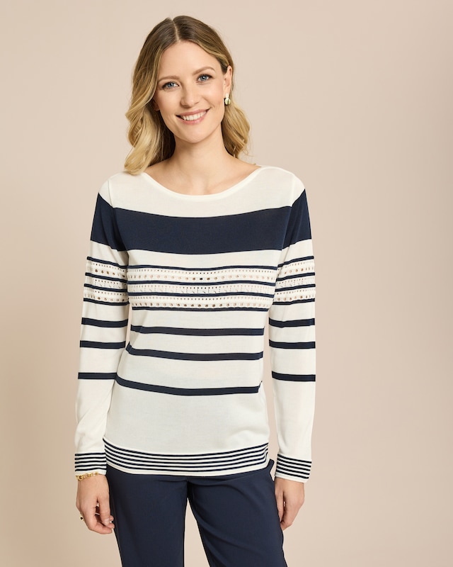 Pullover aus Lyocell mit Streifen