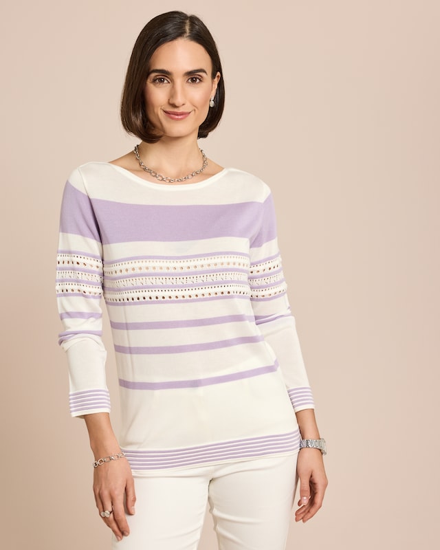 Pullover aus Lyocell mit Streifen