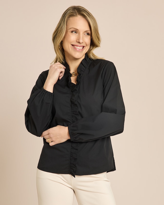 Bluse mit Rüschenkante