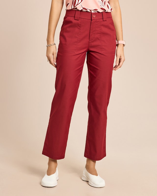 Straight Leg Webhose Baumwoll-Stretch