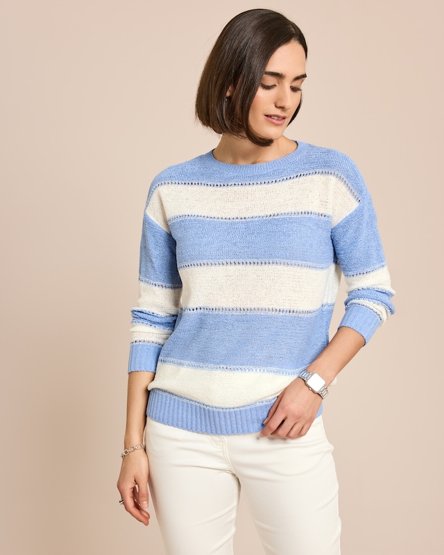 Pullover mit Streifen in Bändchengarn