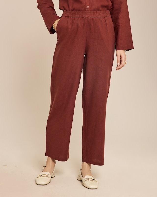 Straight Leg Schlupfhose Leinenmix