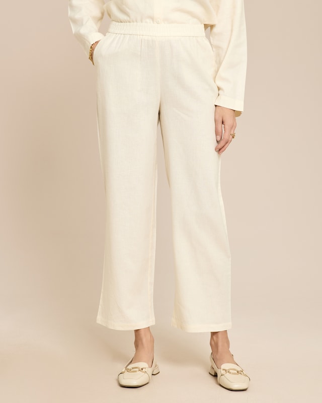 Straight Leg Schlupfhose Leinenmix