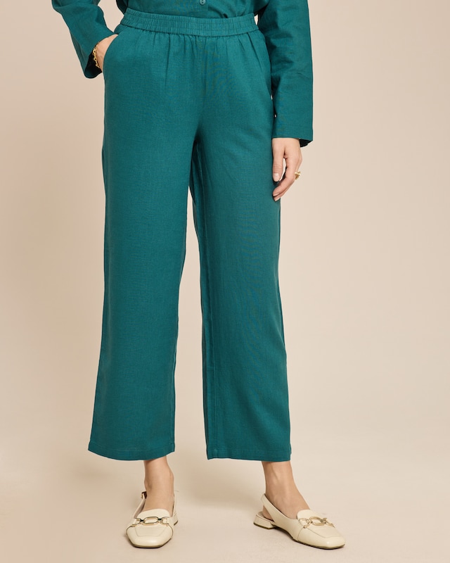 Straight Leg Schlupfhose Leinenmix