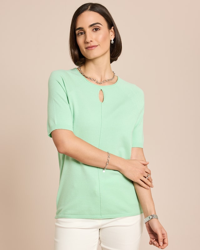 Pullover mit Halbarm und Keyhole