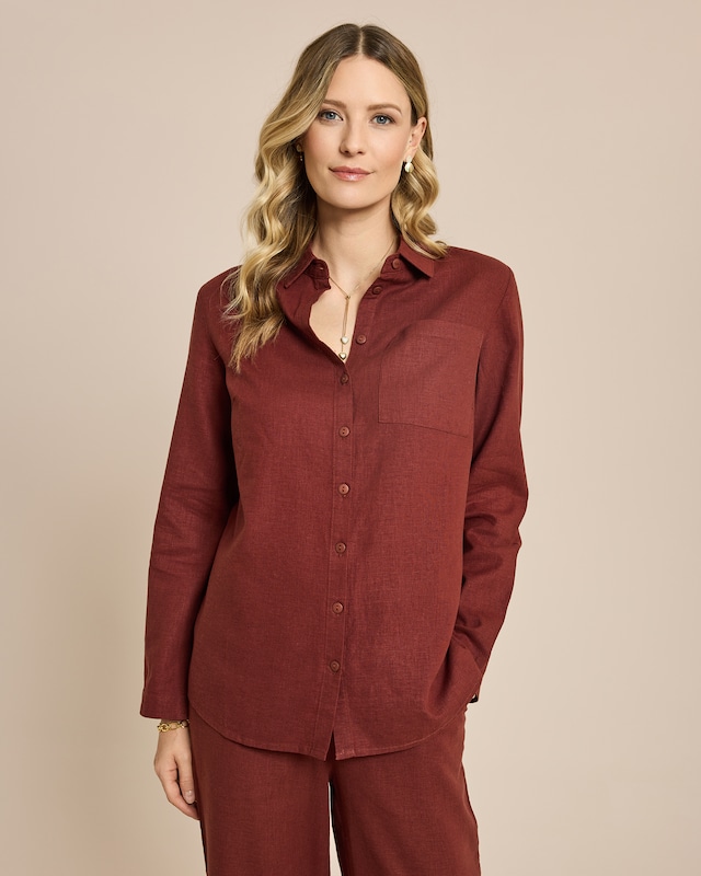 Bluse aus Leinenmix