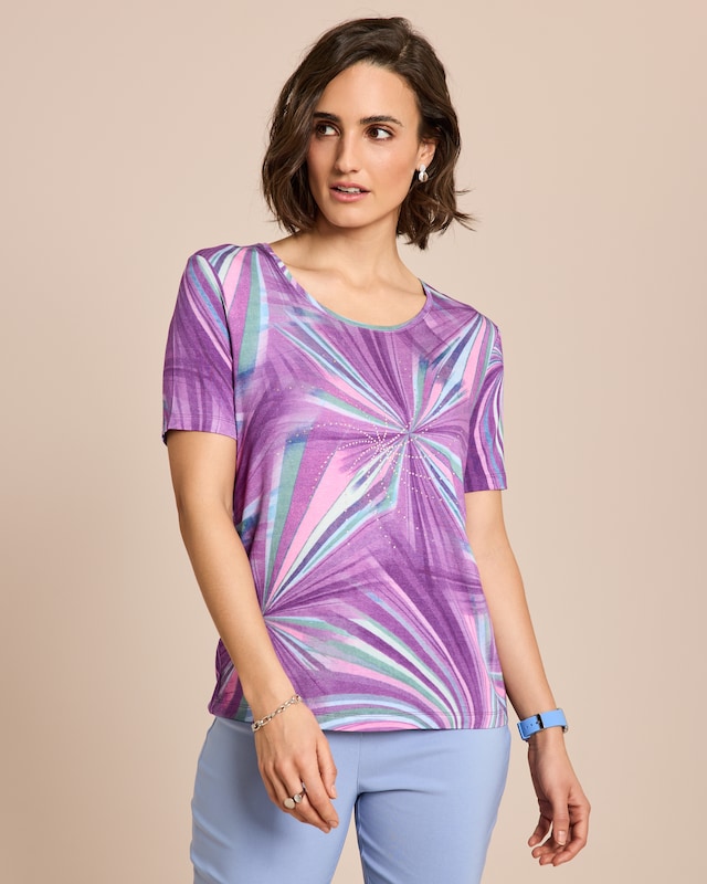 Shirt mit Druck und Strass-Deko