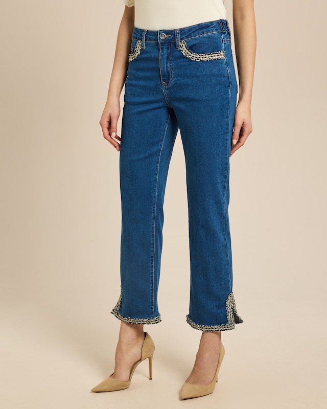 Straight Leg Jeans mit Deko