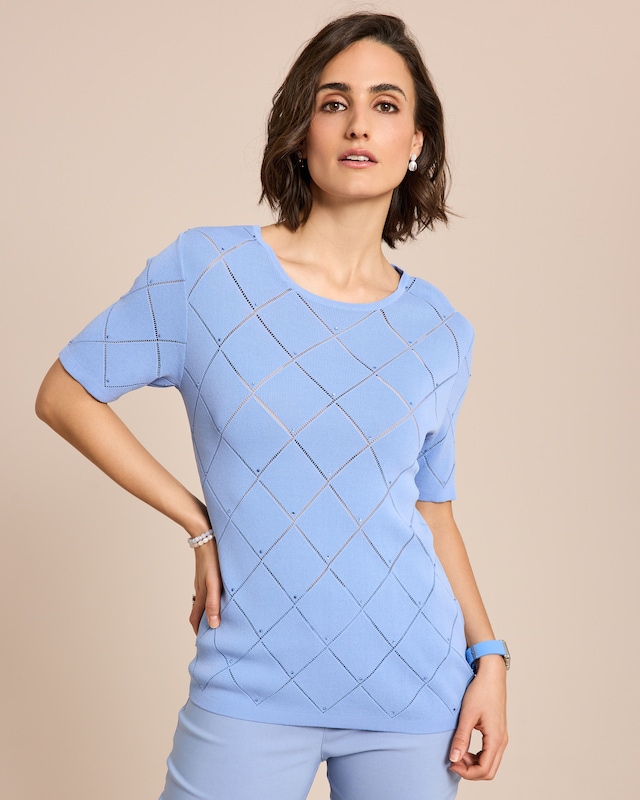 Kurzarmpullover Italian Strick Ajour