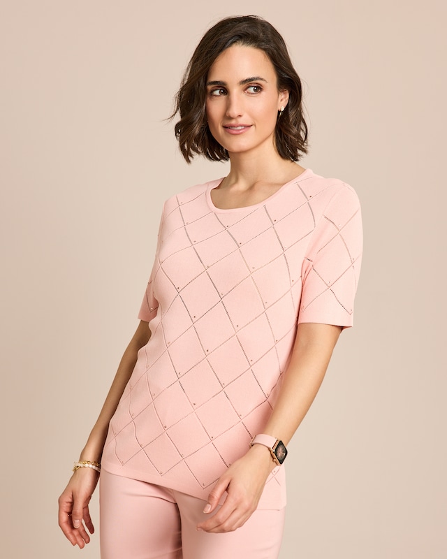 Kurzarmpullover Italian Strick Ajour