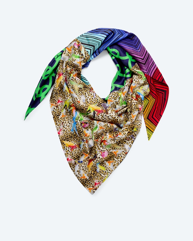 Seidentuch mit dunklem Druckmix