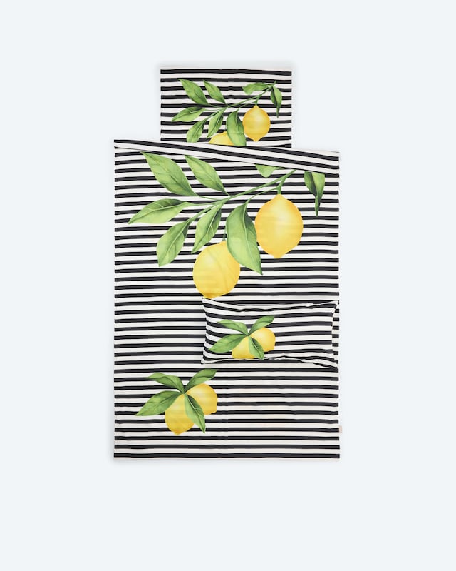 Mako-Satin Bettwäsche "Zitrone", 3tlg.