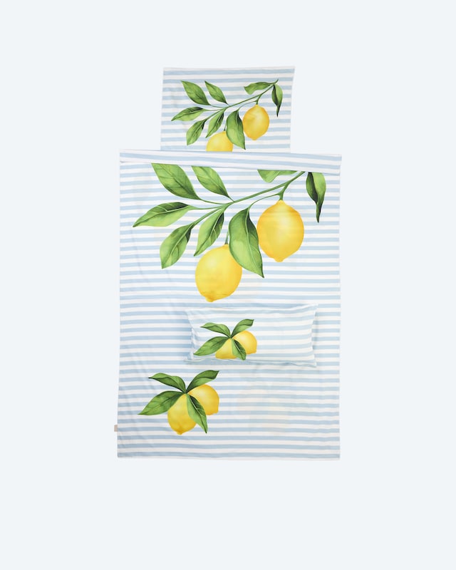Mako-Satin Bettwäsche "Zitrone", 3tlg.