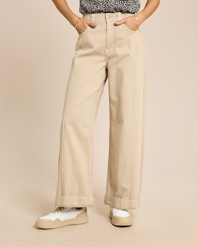 Wide leg Jeans mit Streifendetail