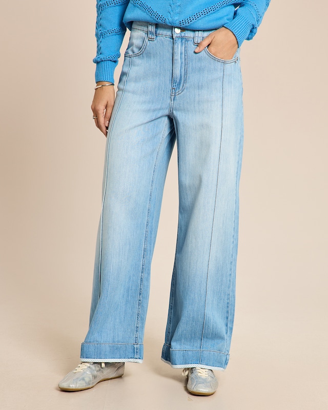 Wide leg Jeans mit Streifendetail