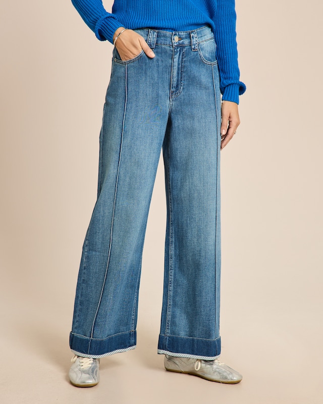 Wide leg Jeans mit Streifendetail