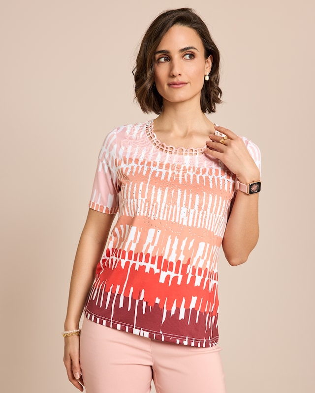 Shirt mit Druck & Strass