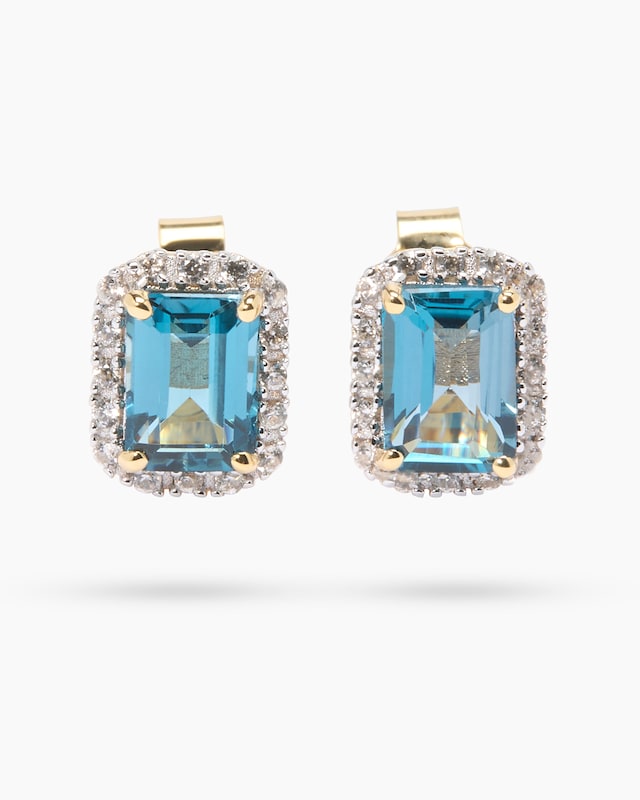 Ohrstecker mit Blautopas und Zirkon