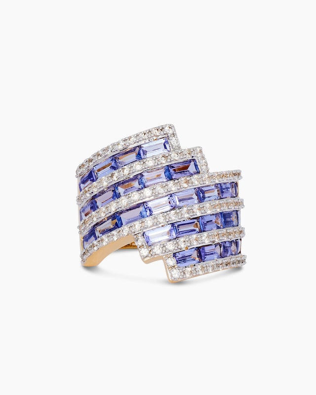 Ring mit Tansanit AAA & Zirkon