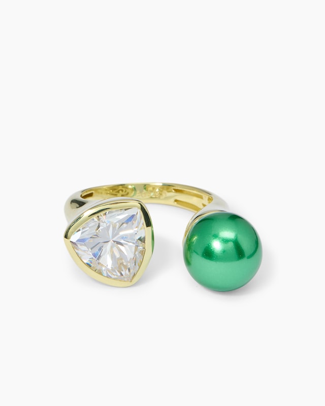 Ring mit Muschelkernperle 10 mm & Zirkonia