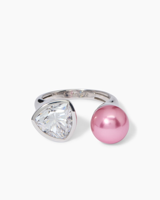 Ring mit Muschelkernperle 10 mm & Zirkonia