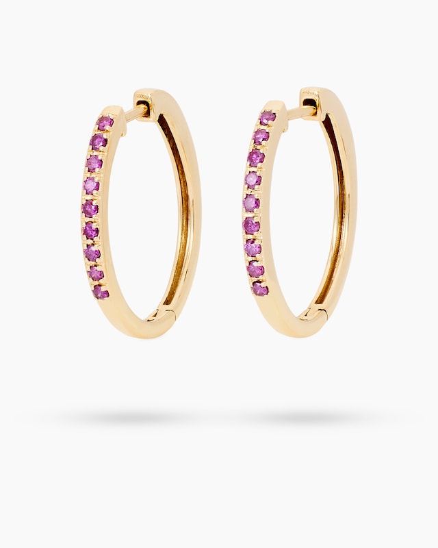 Creolen mit pinken Brillanten