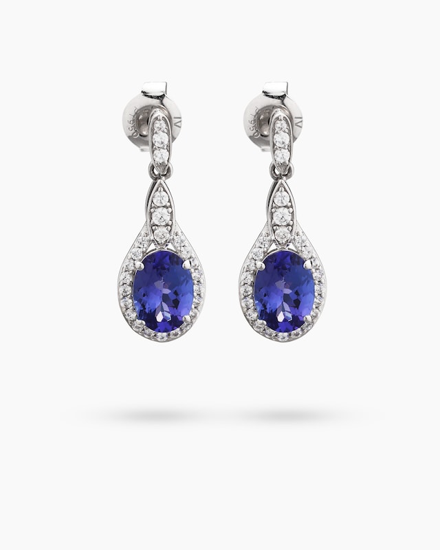 Ohrstecker mit Tansanit AAA+ und Zirkonen