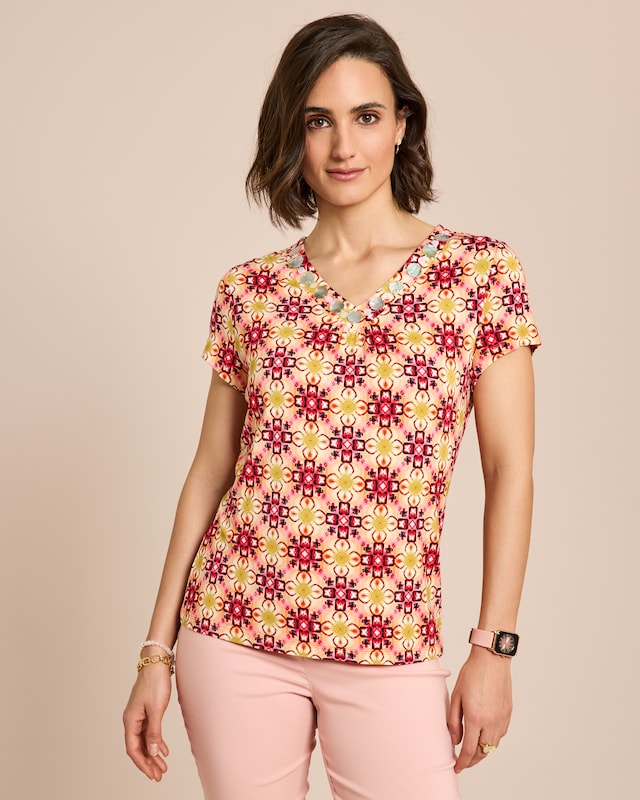 Shirt Mosaik-Druck in Batik-Optik