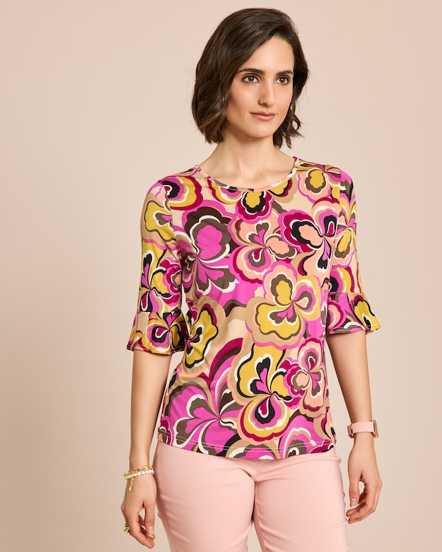 Shirt mit Rüschen am Halbarm