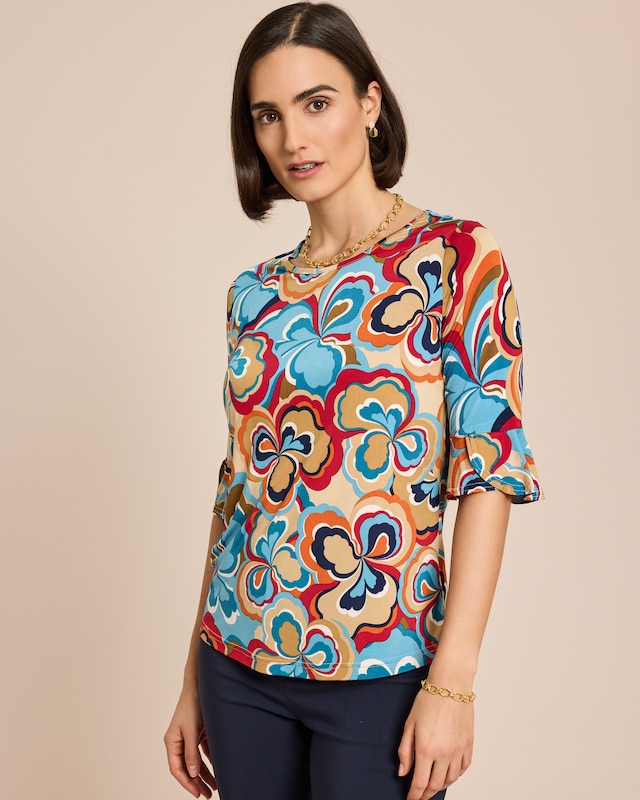 Shirt mit Rüschen am Halbarm