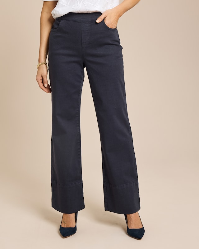 Wide Leg Hose Denim-Look