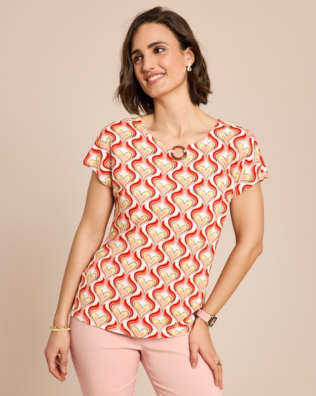 Shirt mit Ring-Accessoire am Rundhals