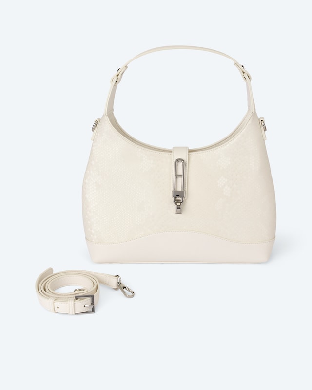 Tasche in schimmernder Snake-Optik