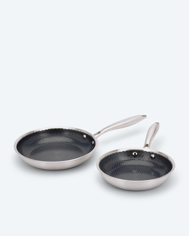 Edelstahlpfanne mit Waben, 2er Set