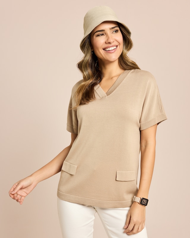 Kurzarmpullover aus Lyocell