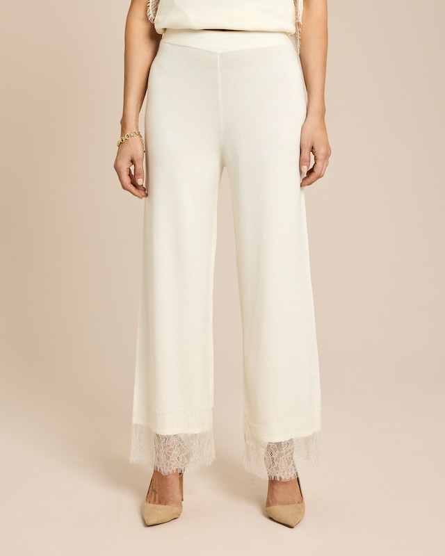 7/8 Strickhose mit Spitzensaum