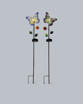 Produktabbildung 3 für 2 Solar-Gartenstecker "Plexiglas Schmetterling"