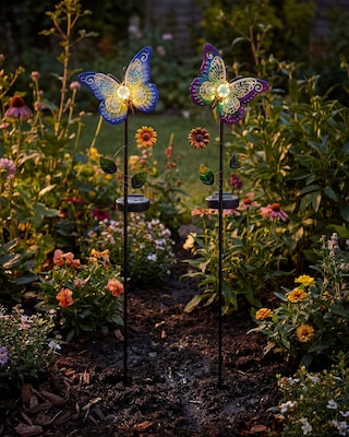 Produktabbildung 1 für 2 Solar-Gartenstecker "Plexiglas Schmetterling"