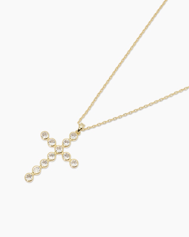 Kreuz-Anhänger mit Kette und Zirkonia