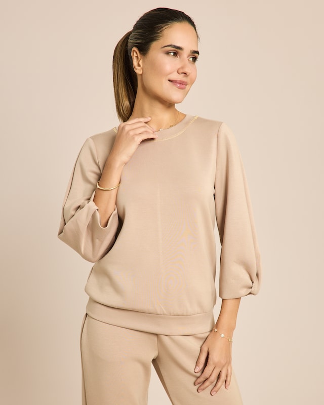 Sweatshirt mit Metallic Stickerei