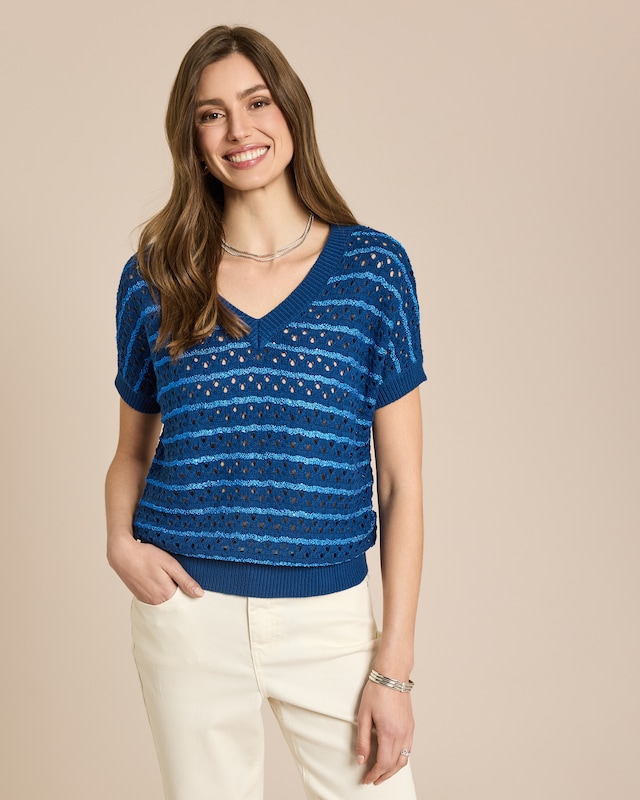 Kurzarm-Pullover mit Pailletten