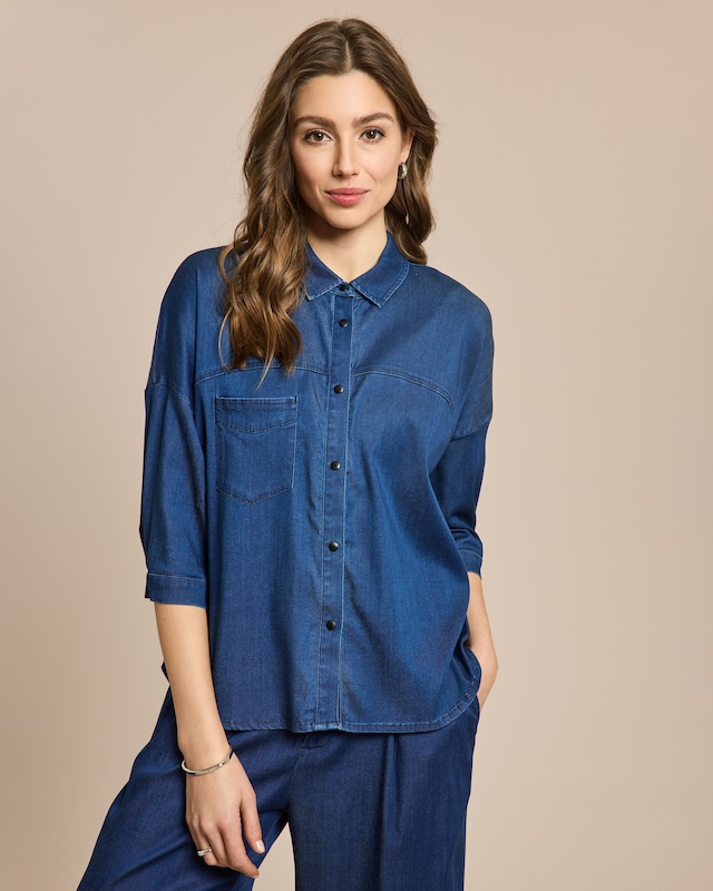 Blusenjacke in Denim-Look