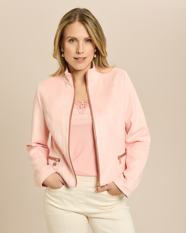 Jacke in Velourleder-Optik