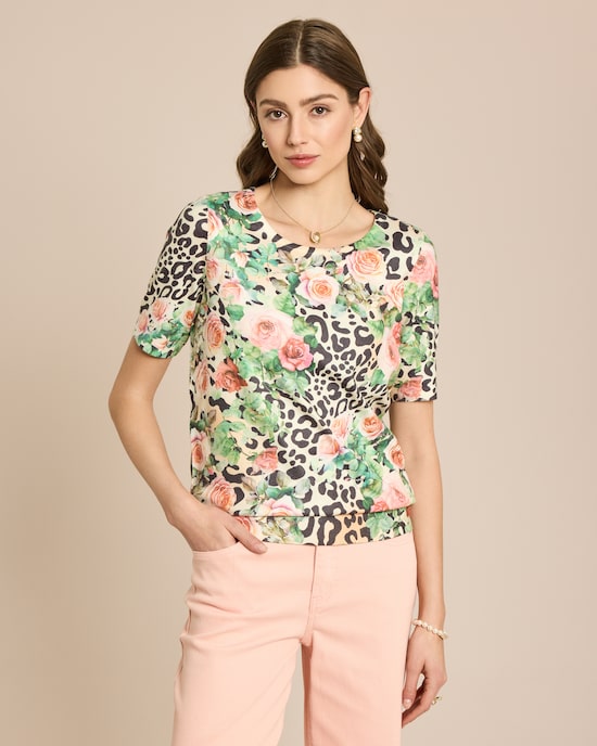 Produktabbildung für Strickshirt mit Allover-Druck