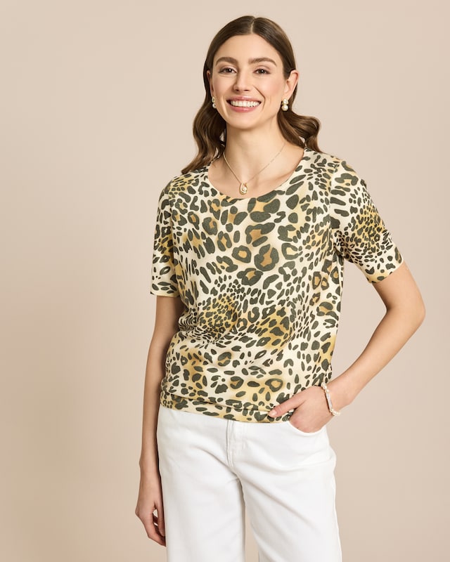 Strickshirt mit Allover-Druck