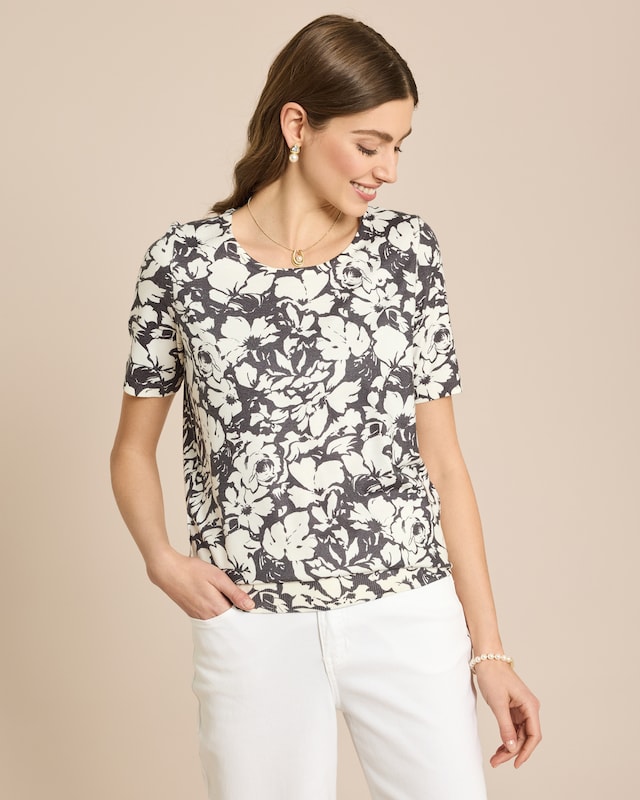 Strickshirt mit Allover-Druck